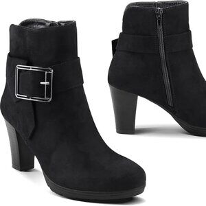 NEW Women's Booties with Heel, Chunky Stacked Heel Zipper Ankle Boots for Ladies